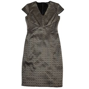 Brooks Brothers women's Black & silver Geometric V-Neck sheath Dress size 2P